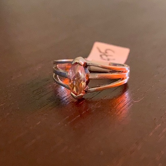 Split Lilac and Clear Gem Stone 925 Silver Dainty Thin Ring - Picture 2 of 9